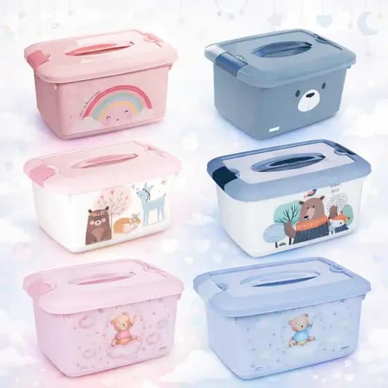 Organizador Infantil com Tampa, Travas de Segurança e Alça Ergonômica