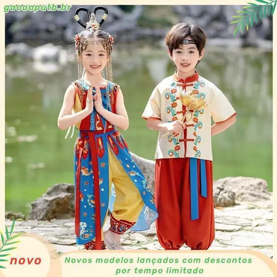 Verão meninas Hanfu novo estilo crianças Dunhuang desempenho traje estilo antigo Tang traje exótico antigo desempenho es