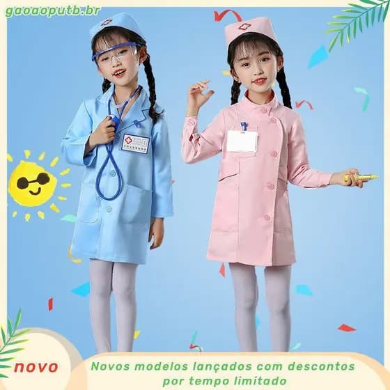 Crianças enfermeira médico desempenho traje criança bebê jogar casa profissional Role-Playing pequeno casaco branco cria