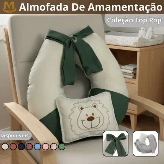 Almofada de Amamentação Multifuncional Com Zíper + Travesseirinho Bordado