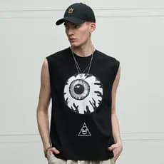 Alta Qualidade MIS HKA Big Eye American Sports Tank Top Sem Mangas Masculino Em Torno Do Pescoço