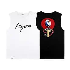 CREW Verão Fã Pássaro Impressão Branco Preto Premium Algodão Esportes E Lazer fitness Impresso Colete