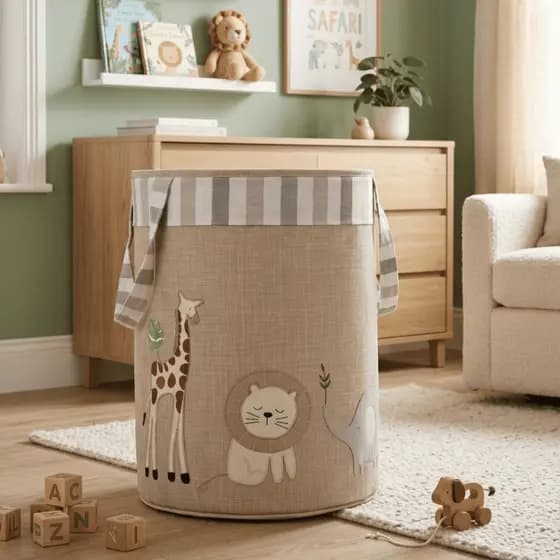 Cesto Organizador de Brinquedos Roupas Bichos Dobrável Menino Batistela Baby