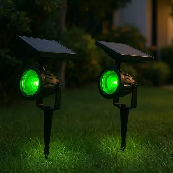 KIT 2 Luminárias Espeto Jardim Energia Solar Spot Super Led com IP67 20W Luz forte e Linda Decoração Casa Jardim