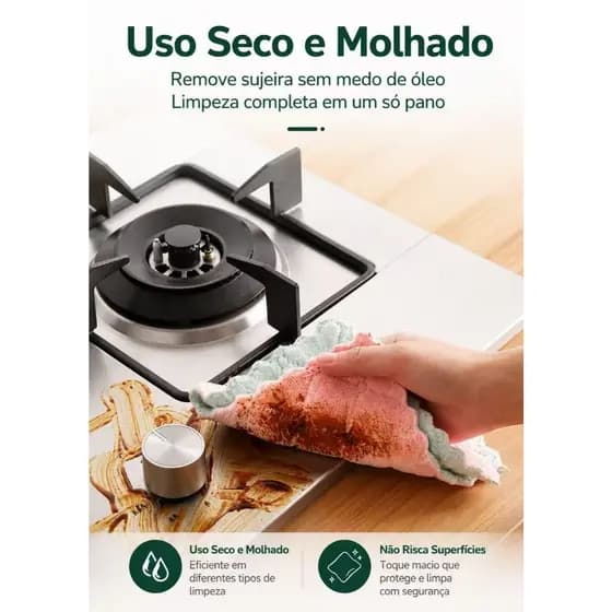 kit 6 Peças Alta Qualidade Pano Super Absorvente Microfibra Para Toalha Limpeza Limpar De Cozinha