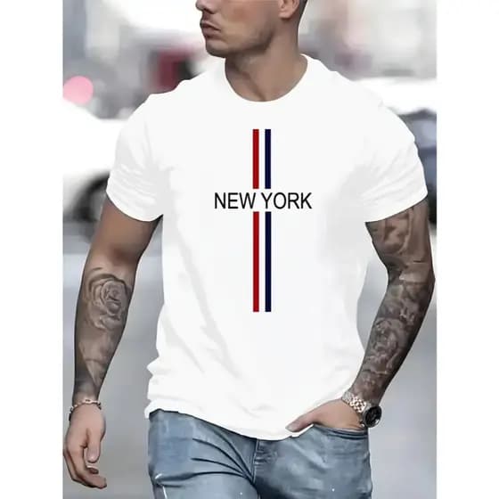 Camiseta Masculina New York Camisa Casual Street Branca