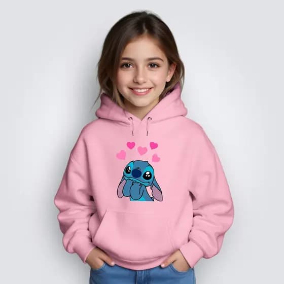 Moletom Infantil Canguru Bolso Capuz Desenho Personagem Filme Sti-tch