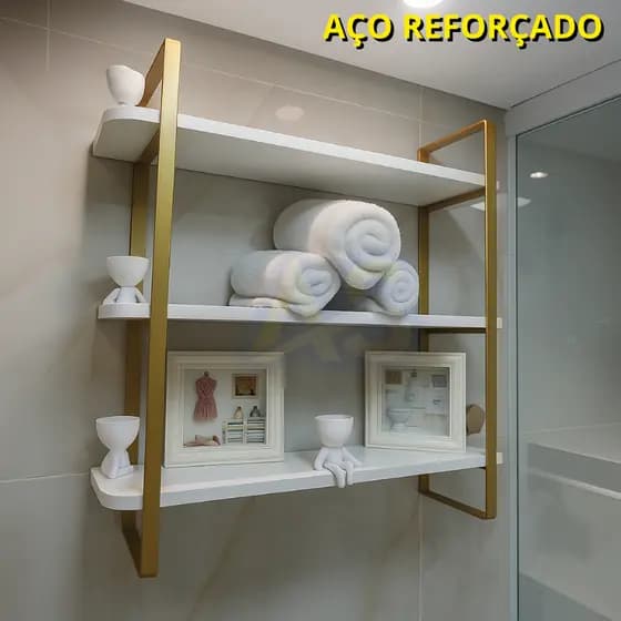 Prateleira Industrial Hone Aço Alta Qualidade | 3 Níveis Parede Sala Clínica Estética - 60x60x15 - Pequena