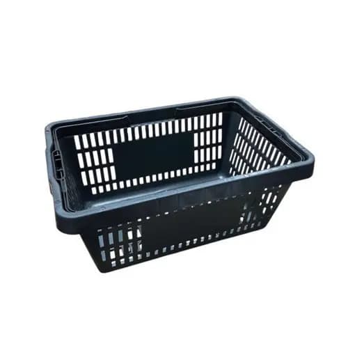 Caixa Organizadora Plastica Retangular Resistente Vazado Compacta Preta Armazenamento Domestico Profissional