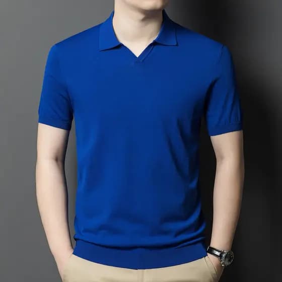 Camiseta masculina de lapela de manga curta verão meia manga camisola juventude moda masculina Casual cor sólida t @-