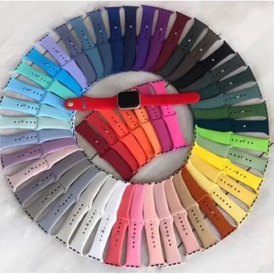 Pulseira Apple Watch Silicone Compatível Relógio 38mm/40mm/41mm 42mm/44mm/45mm/49mm