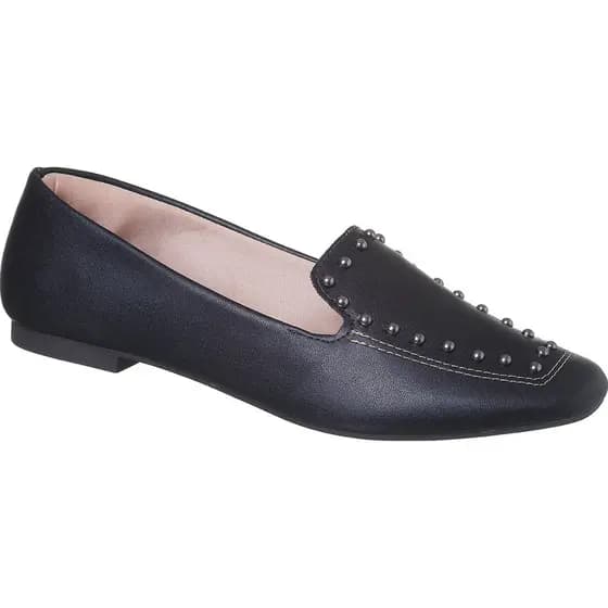 Sapatilha Loafer Mocassim Bico Quadrado Feminino Com Cravinhos Original 145-0002