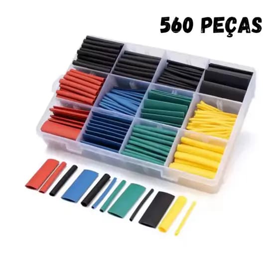 Espaguete Isolante Termo Retrátil Colorido Kit Com 560 Peças