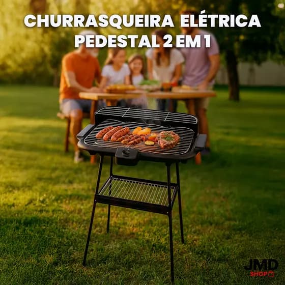 Churrasqueira Elétrica 2 Em 1 2000w Com Pedestal Churrasco
