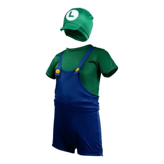 Fantasia Luigi Infantil Completa Com Chapéu - Envio Rápido