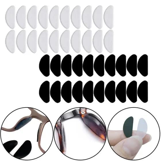 10 Pares De Almofadas De Nariz De Óculos Transparentes/Pretas , Almofada Adesiva De Silicone Macio , Câmara De Ar Antiderrapantes Para