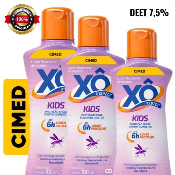 Kit com 3 Repelente de Insetos Loção Infantil XÔ INSETO KIDS 100ml