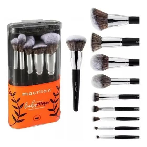 KIT MAX COM 10 PINCÉIS PROFISSIONAIS E NECESSÁIRE MACRILAN
