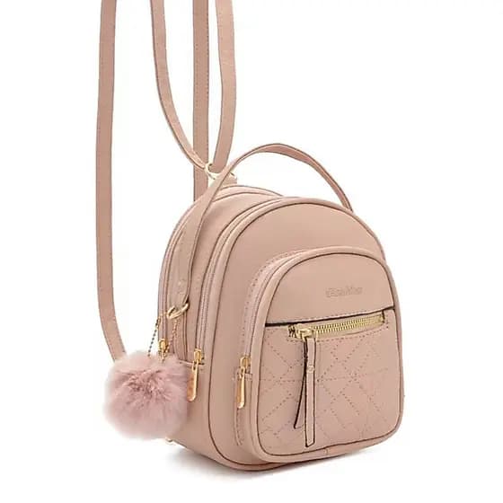 Bolsa Mochila Pequena Com Lenço Para Passear E Viajar Material Couro Granulado Moda Feminina C-31
