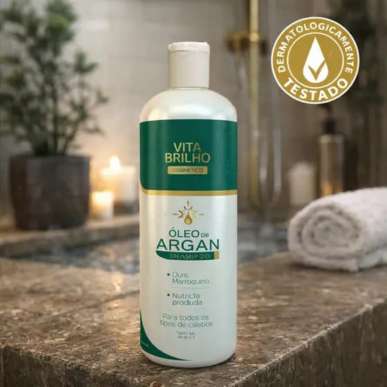 Shampoo Óleo de Argan 1L com Tampa Hidratação, Nutrição e Brilho para os Cabelos