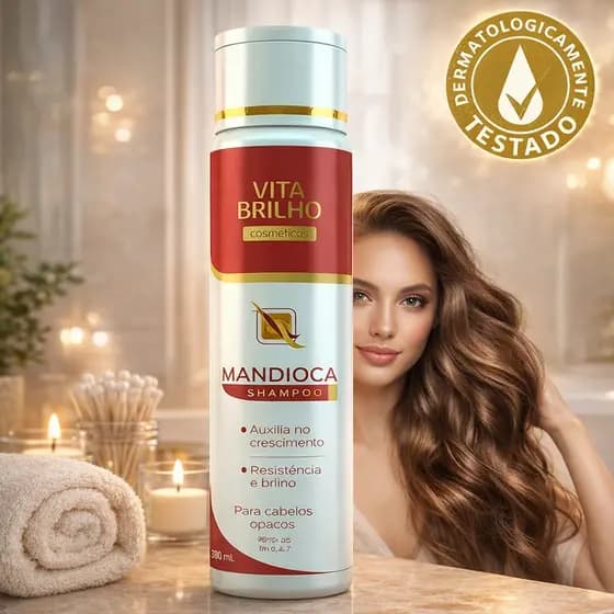 Shampoo Mandioca 300ml Fortalecimento e Crescimento Capilar