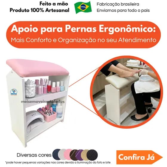 Mesa suporte apoio para manicure spa para pés pedicure podologa regulavel estofado confortavel