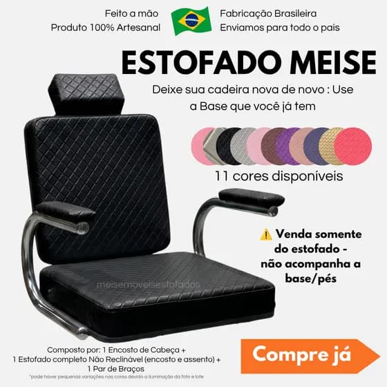 Estofado para Cadeiras Meise Salão de Beleza Barbearia Renove Sua Cadeira Use a Base que Você Já Tem