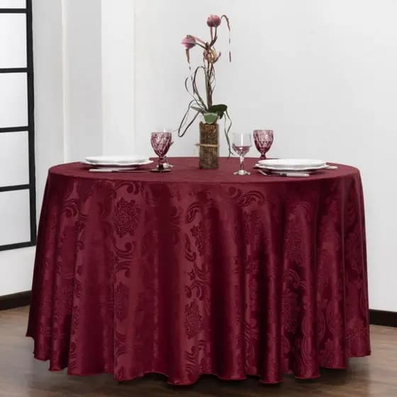 Toalha de Mesa Jacar Redonda 2,60m Premium Jacquard Elegante Festa Cozinha Buffet Restaurante