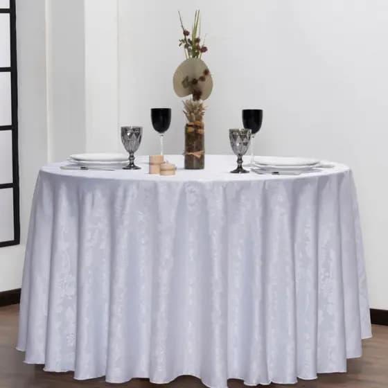 Toalha de Mesa Redonda 2,40 Metros de Diâmetro Jacquard Cobre Mancha Luxo Elegante Festa Cozinha