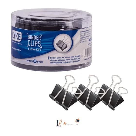 Kit com 60 Unidades Prendedor De Papel Binder Metal Clips Borboleta Preto 51mm