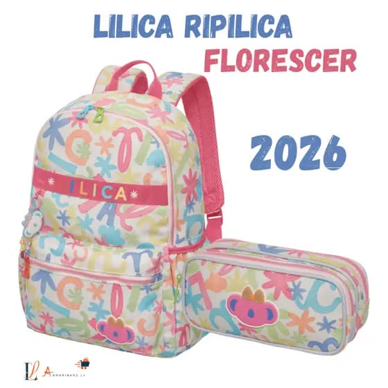 Kit Mochila Costas Estojo Duplo Lilica Ripilica Florescer Original