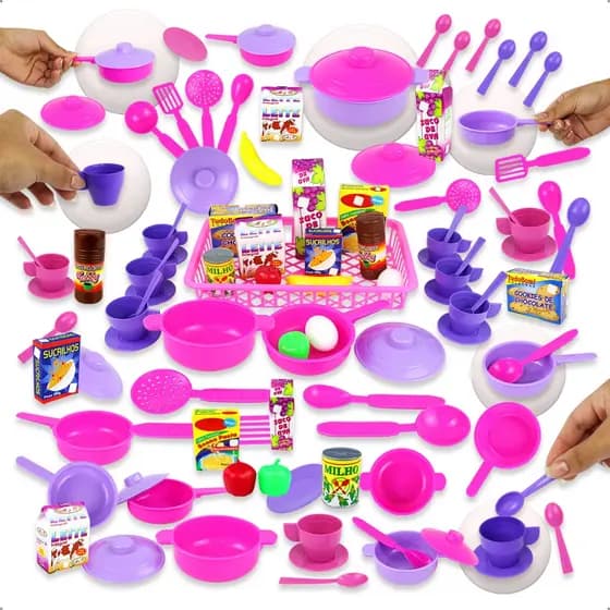 Kit Cozinha Infantil 18 - 38 Peças Brinquedo Panelinhas Mini Mercado Comidinhas