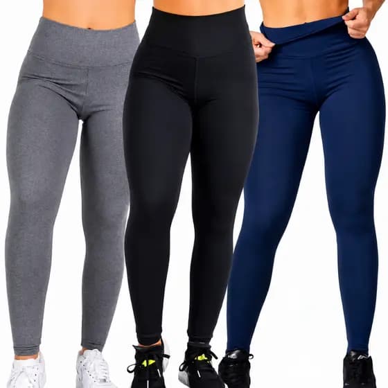 Kit 3 Calça Legging Feminina De Academia Zero Transparência Modela O Corpo