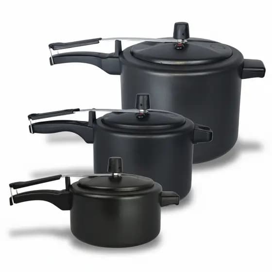 Panela de Pressão Preta Kit c/ 3 Peças Alumínio Cozinha