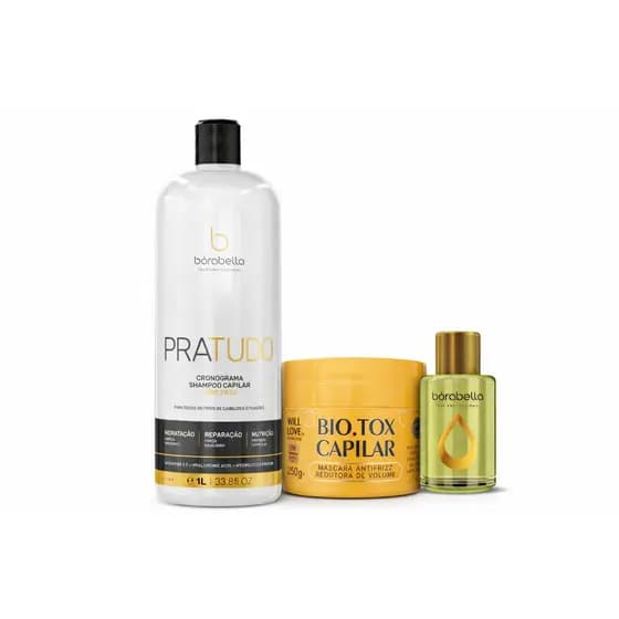 KIT SHAMPOO PRATUDO + WILL LOVE + ÓLEO ARGAN 7ML - BORABELLA