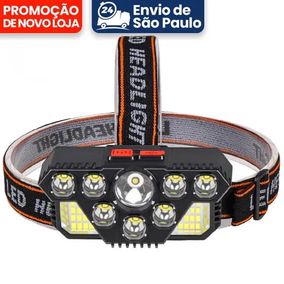 Potente Farol Lanterna Cabeça Testa Capacete Led Holofote Recarregável Camping Pesca Ciclista Bike Potente luz cabeça