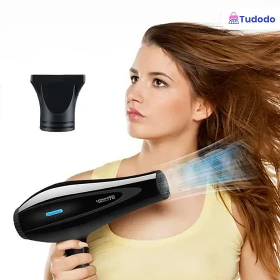 Secador de cabelo profissional - potente e rápido, anti-frizz, cabelos saudáveis