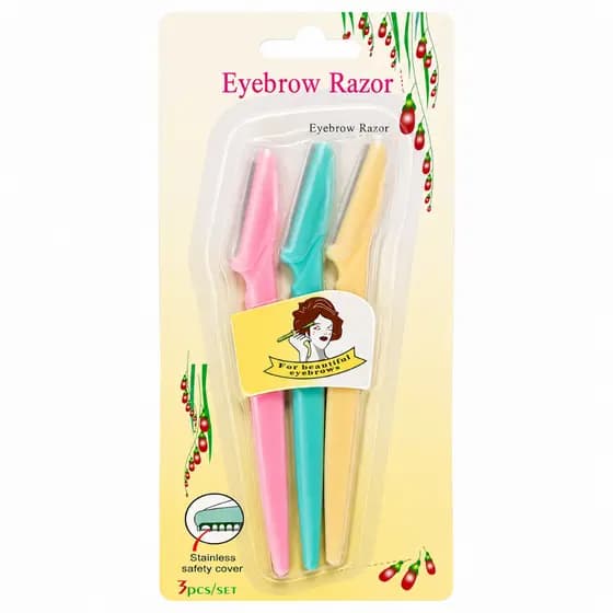 Kit 3 Navalhas para Sobrancelha Eyebrow Razor Removedor de Pelos Facial com Tampa Protetora