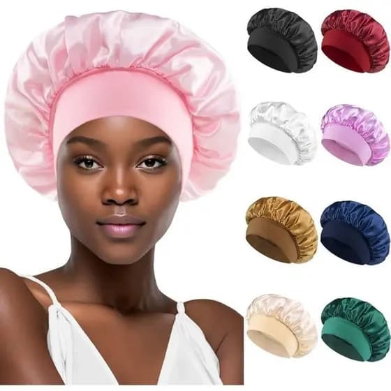 Touca de Cetim premium Anti Frizz faixa larga para dormir cozinha banho não marca não aperta Sortida