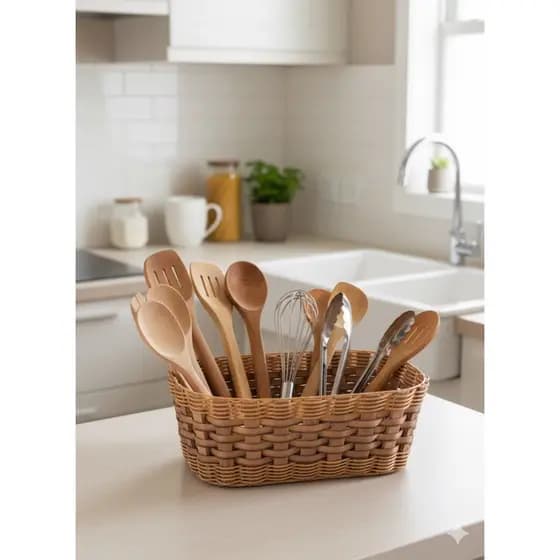Cesta Organizadora Oval Vime Sintético/Caixa Organizadora Multiuso 36x20x15 cm