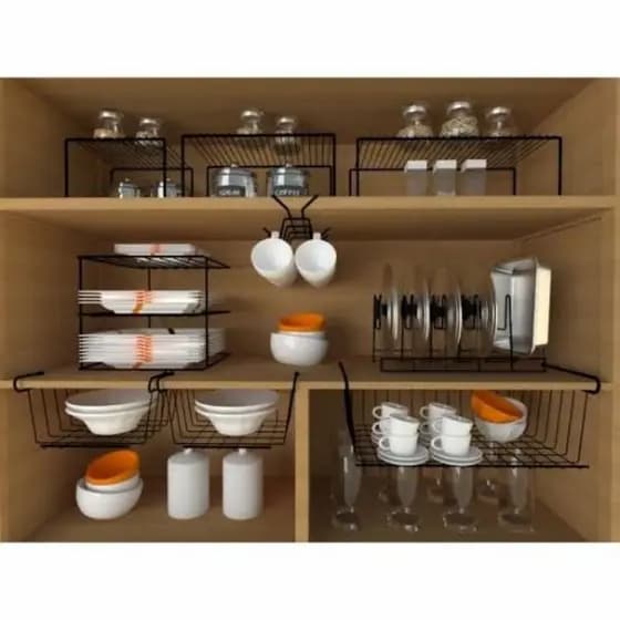 Organizador de Armário Cozinha Aramado Multiuso Porta Pratos Xícaras Tampas e Taças