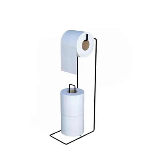 Suporte Porta Papel Higiênico De Chão 3 Rolos Preto