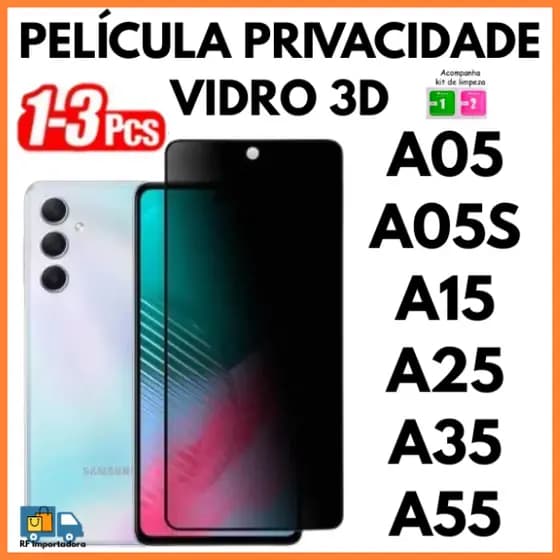 Película De Privacidade 3D Vidro Para Samsung A05 A05S A15 A25 A35 A55
