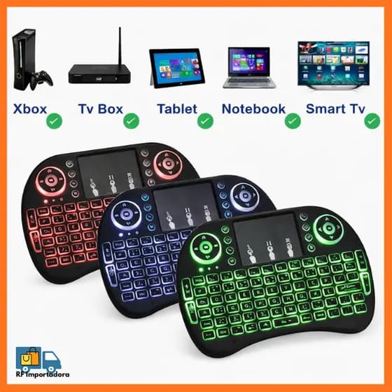 Mini Teclado Controle Sem Fio Com Led RGB Touchpad Bluetooth Para Smart TV TV BOX/PC/Notebook/XBOX