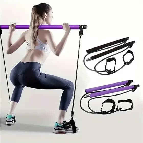 Barra Pilates Elástico Bastão Exercícios Aparelho Academia Portátil Treino Musculação Yoga Fortalecimento