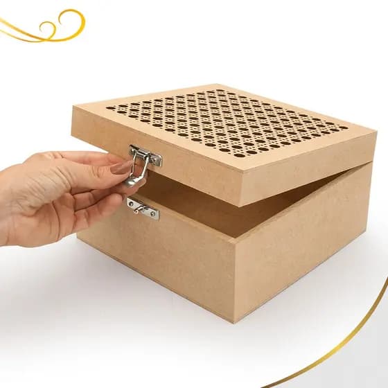 MODELO EXCLUSIVO! Caixa 20x20x10 Com Dobradiça e Fecho em MDF