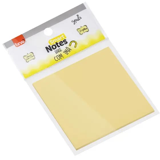 BLOCO SMART NOTES 76X76MM - AMARELO PASTEL C/ BASE IMÃ - 25FLS - 1BLOCO