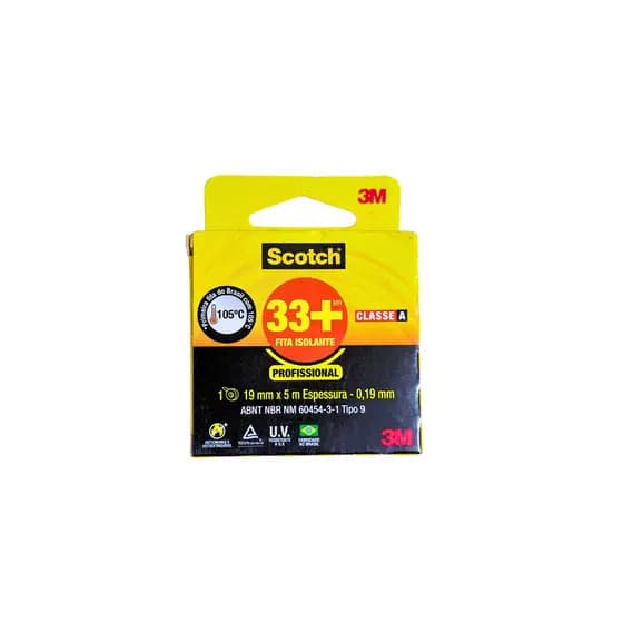 FITA ISOLANTE PRETA 33+ PROFISSIONAL 5M 0.19X19MM SCOTH - 3M