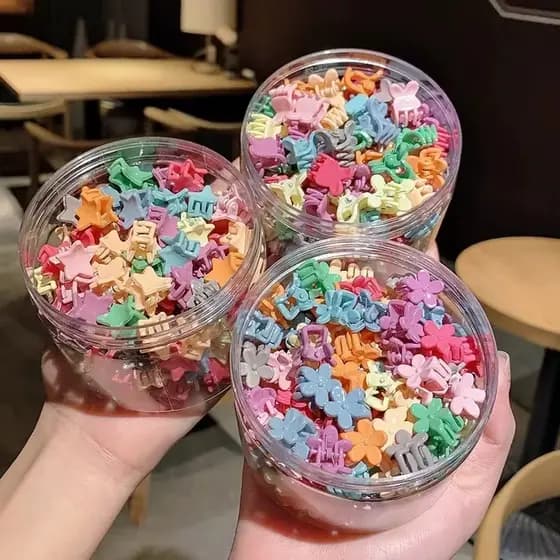 100 Peças Grampos Coloridos Infantil Colorido Clipes Mini presilha para meninas Florzinhas