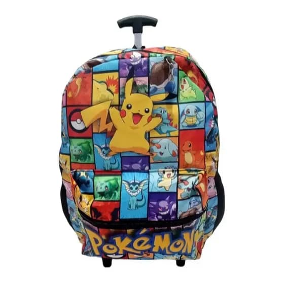 Mochila escolar Pokémon rodinha + toalinha